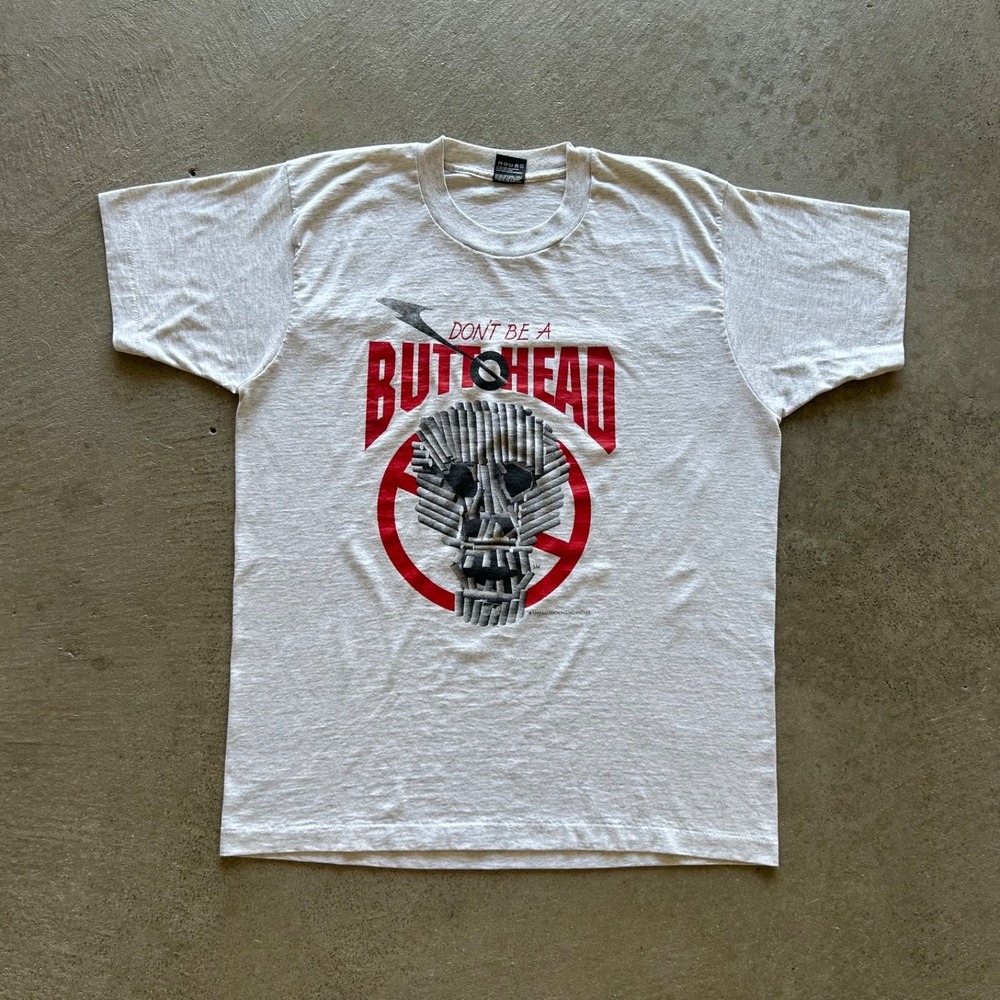 Vintage 90s Dont Be A Butt Head Shirt Size Large Gray Anti Smoking Cigarettes